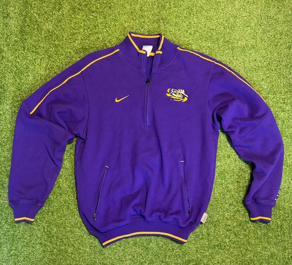 Nike LSU Tigers Purple 1/4-Zip Pullover Sweatshirt Jacket Men's Size Small